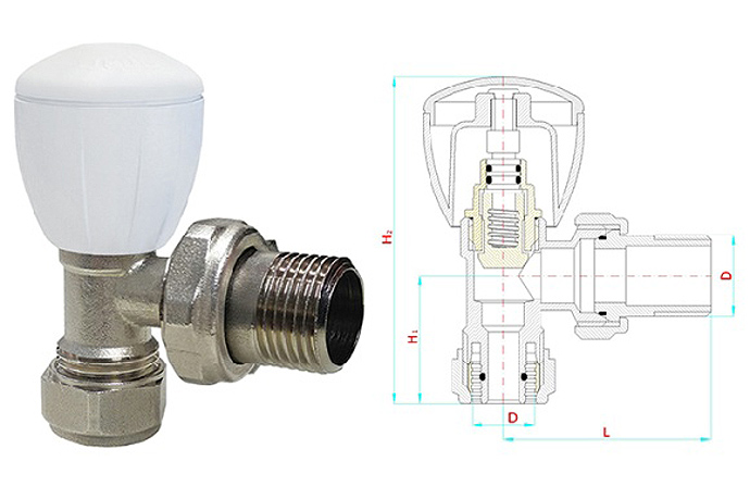 Yeni Tip Köşe Radyatör Vanası (Pex Boru Bağlantılı)
