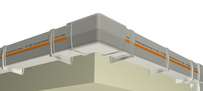 Cornered Rain Gutter and Fittings